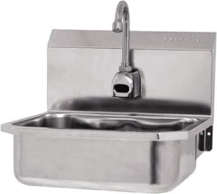 SANI-LAV - 14" Long x 11" Wide Inside, 1 Compartment, Grade 304 Stainless Steel Hands Free Hand Sink - 18 Gauge, 16" Long x 15-1/4" Wide x 16" High Outside, 5" Deep - USA Tool & Supply