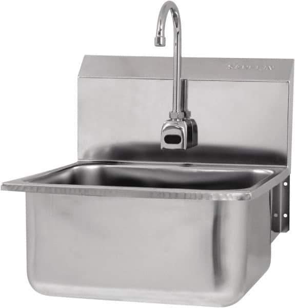 SANI-LAV - 19" Long x 16" Wide Inside, 1 Compartment, Grade 304 Stainless Steel Hands Free Hand Sink - 18 Gauge, 21" Long x 20" Wide x 24" High Outside, 10" Deep - USA Tool & Supply