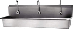 SANI-LAV - 57" Long x 16-1/2" Wide Inside, 1 Compartment, Grade 304 Stainless Steel Hands Free Hand Sink - 16 Gauge, 60" Long x 20" Wide x 18" High Outside, 8" Deep - USA Tool & Supply