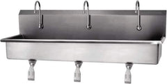 SANI-LAV - 57" Long x 16-1/2" Wide Inside, 1 Compartment, Grade 304 Stainless Steel Hands Free Hand Sink - 16 Gauge, 60" Long x 20" Wide x 18" High Outside, 8" Deep - USA Tool & Supply