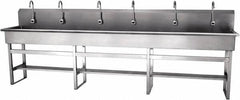 SANI-LAV - 117" Long x 16-1/2" Wide Inside, 1 Compartment, Grade 304 Stainless Steel Hands Free Hand Sink - 16 Gauge, 120" Long x 20" Wide x 45" High Outside, 8" Deep - USA Tool & Supply