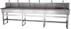 SANI-LAV - 117" Long x 16-1/2" Wide Inside, 1 Compartment, Grade 304 Stainless Steel Hands Free Hand Sink - 16 Gauge, 120" Long x 20" Wide x 45" High Outside, 8" Deep - USA Tool & Supply