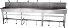 SANI-LAV - 117" Long x 16-1/2" Wide Inside, 1 Compartment, Grade 304 Stainless Steel Hands Free Hand Sink - 16 Gauge, 120" Long x 20" Wide x 45" High Outside, 8" Deep - USA Tool & Supply