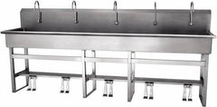 SANI-LAV - 97" Long x 16-1/2" Wide Inside, 1 Compartment, Grade 304 Stainless Steel Hands Free Hand Sink - 16 Gauge, 100" Long x 20" Wide x 45" High Outside, 8" Deep - USA Tool & Supply