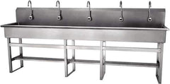 SANI-LAV - 97" Long x 16-1/2" Wide Inside, 1 Compartment, Grade 304 Stainless Steel Hands Free Hand Sink - 16 Gauge, 100" Long x 20" Wide x 45" High Outside, 8" Deep - USA Tool & Supply