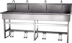 SANI-LAV - 77" Long x 16-1/2" Wide Inside, 1 Compartment, Grade 304 Stainless Steel Hands Free Hand Sink - 16 Gauge, 80" Long x 20" Wide x 45" High Outside, 8" Deep - USA Tool & Supply