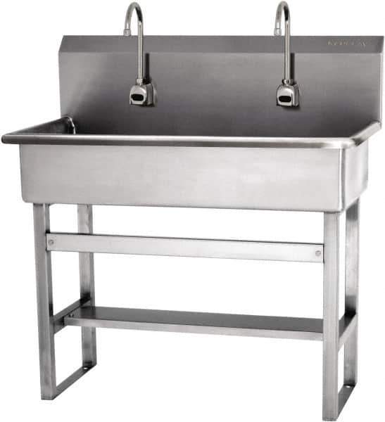 SANI-LAV - 37" Long x 16-1/2" Wide Inside, 1 Compartment, Grade 304 Stainless Steel Hands Free Hand Sink - 16 Gauge, 40" Long x 20" Wide x 45" High Outside, 8" Deep - USA Tool & Supply