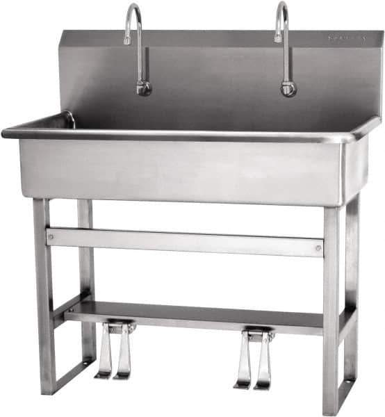 SANI-LAV - 37" Long x 16-1/2" Wide Inside, 1 Compartment, Grade 304 Stainless Steel Hands Free Hand Sink - 16 Gauge, 40" Long x 20" Wide x 45" High Outside, 8" Deep - USA Tool & Supply