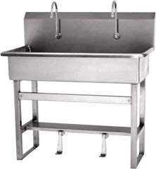 SANI-LAV - 37" Long x 16-1/2" Wide Inside, 1 Compartment, Grade 304 Stainless Steel Hands Free Hand Sink - 16 Gauge, 40" Long x 20" Wide x 45" High Outside, 8" Deep - USA Tool & Supply