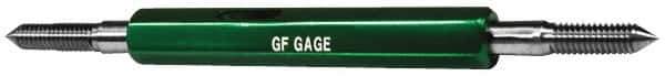 GF Gage - #8-36, Class 3B, Double End Plug Thread Go/No Go Gage - High Speed Steel, Size 0 Handle Included - USA Tool & Supply