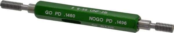 GF Gage - #8-36, Class 2B, Double End Plug Thread Go/No Go Gage - Hardened Tool Steel, Size 0 Handle Included - USA Tool & Supply