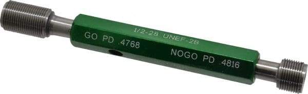 GF Gage - 1/2-28, Class 2B, Double End Plug Thread Go/No Go Gage - Hardened Tool Steel, Size 2 Handle Included - USA Tool & Supply