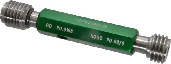 GF Gage - 1-8, Class 2B, Double End Plug Thread Go/No Go Gage - Hardened Tool Steel, Size 4 Handle Included - USA Tool & Supply