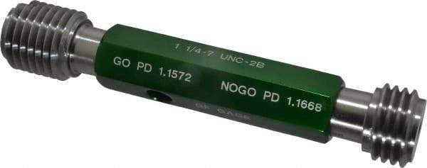 GF Gage - 1-1/4 - 7, Class 2B, Double End Plug Thread Go/No Go Gage - Hardened Tool Steel, Size 5 Handle Included - USA Tool & Supply