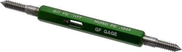 GF Gage - #6-32, Class 3B, Double End Plug Thread Go/No Go Gage - Hardened Tool Steel, Size 00 Handle Included - USA Tool & Supply