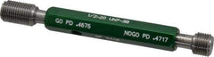 GF Gage - 1/2-20, Class 3B, Double End Plug Thread Go/No Go Gage - Hardened Tool Steel, Size 2 Handle Included - USA Tool & Supply