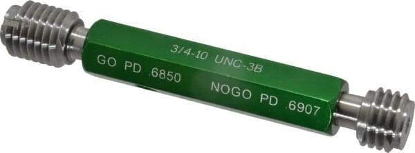 GF Gage - 3/4-10, Class 3B, Double End Plug Thread Go/No Go Gage - Hardened Tool Steel, Size 3 Handle Included - USA Tool & Supply