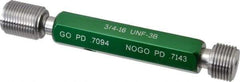 GF Gage - 3/4-16, Class 3B, Double End Plug Thread Go/No Go Gage - Hardened Tool Steel, Size 3 Handle Included - USA Tool & Supply