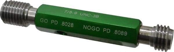 GF Gage - 7/8-9, Class 3B, Double End Plug Thread Go/No Go Gage - Hardened Tool Steel, Size 4 Handle Included - USA Tool & Supply