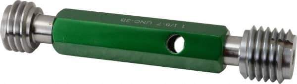 GF Gage - 1-1/8 - 7, Class 3B, Double End Plug Thread Go/No Go Gage - Hardened Tool Steel, Size 4 Handle Included - USA Tool & Supply