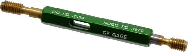 GF Gage - #12-28, Class 2B, Double End Plug Thread Go/No Go Gage - High Speed Steel, Size 0 Handle Included - USA Tool & Supply