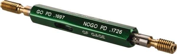 GF Gage - #10-32, Class 3B, Double End Plug Thread Go/No Go Gage - High Speed Steel, Size 0 Handle Included - USA Tool & Supply