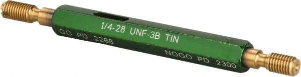 GF Gage - 1/4-28, Class 3B, Double End Plug Thread Go/No Go Gage - High Speed Steel, Size 1 Handle Included - USA Tool & Supply