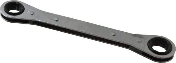 Proto - 5/8" x 3/4" 12 Point Ratcheting Box Wrench - Double End, 1-5/8" Head Diam x 1/2" Head Thickness, 8-1/8" OAL, Steel, Chrome Finish - USA Tool & Supply