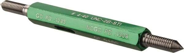 GF Gage - 4-40 Thread, Steel, Screw Thread Insert (STI) Class 2B, Plug Thread Insert Go/No Go Gage - Double End with Handle - USA Tool & Supply
