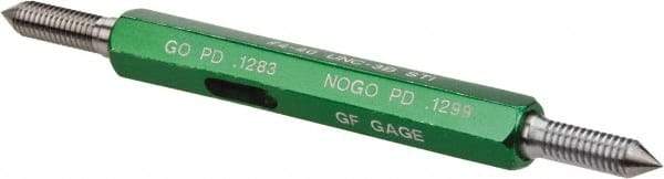 GF Gage - 4-40 Thread, Steel, Screw Thread Insert (STI) Class 3B, Plug Thread Insert Go/No Go Gage - Double End with Handle - USA Tool & Supply