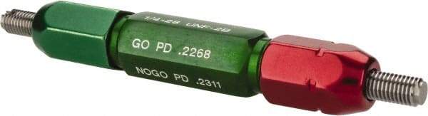 GF Gage - 1/4-28, Class 2B, Double End Plug Thread Go/No Go Gage - Steel, Size 3W Handle Included - USA Tool & Supply