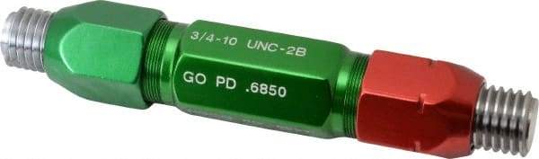 GF Gage - 3/4-10, Class 2B, Double End Plug Thread Go/No Go Gage - Steel, Size 7W Handle Included - USA Tool & Supply