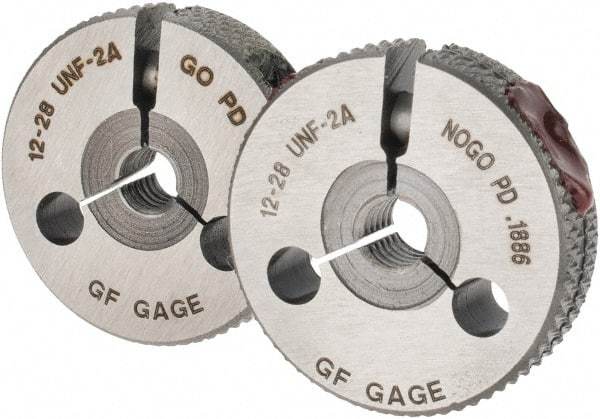 GF Gage - 12-28 Go/No Go Double Ring Thread Gage - Class 2A - USA Tool & Supply