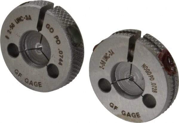 GF Gage - 2-56 Go/No Go Double Ring Thread Gage - Class 3A - USA Tool & Supply
