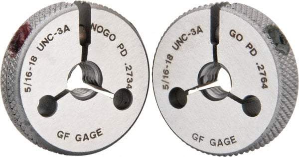 GF Gage - 5/16-18 Go/No Go Double Ring Thread Gage - Class 3A - USA Tool & Supply