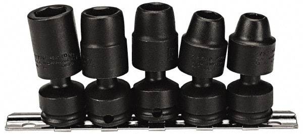 Proto - 5 Piece 3/8" Drive Impact Socket Set - 6 Points, 3/8" to 5/8" Range, Inch Measurement Standard - USA Tool & Supply