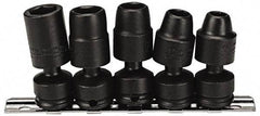 Proto - 5 Piece 3/8" Drive Impact Socket Set - 6 Points, 3/8" to 5/8" Range, Inch Measurement Standard - USA Tool & Supply