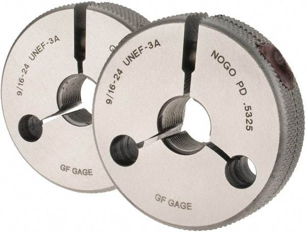 GF Gage - 9/16-24 Go/No Go Double Ring Thread Gage - Class 3A - USA Tool & Supply