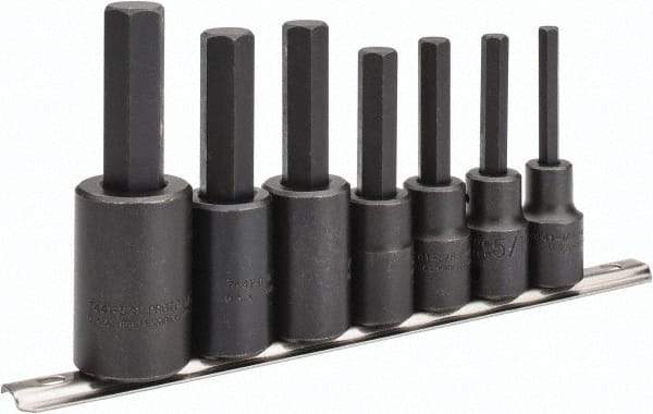 Proto - 7 Piece 1/2" Drive Inch Impact Hex Bit Socket Set - 1/4 to 5/8" Hex - USA Tool & Supply