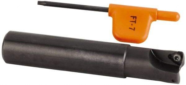 Kennametal - 5/8" Cut Diam, 0.033" Max Depth, 5/8" Shank Diam, Cylindrical Shank Indexable High-Feed Helical End Mill - Screw Holding Method, WP..0302.. Insert, KF Toolholder, Through Coolant - USA Tool & Supply