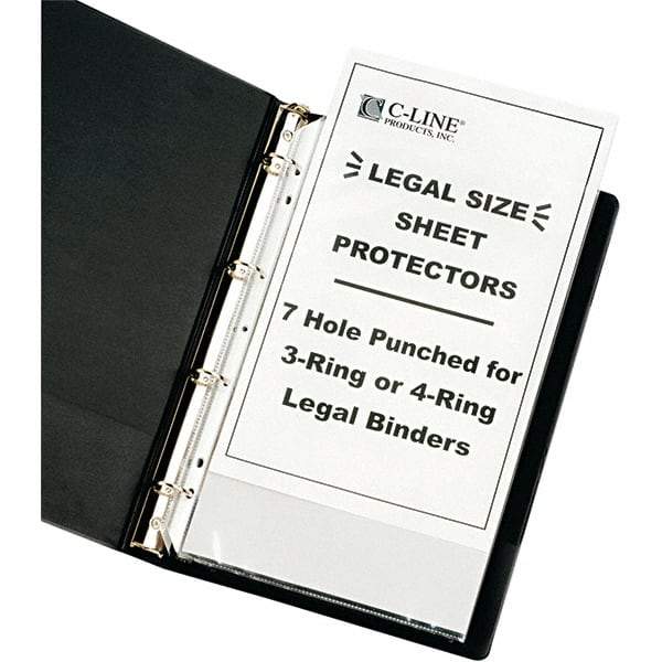 C-LINE - 50 Piece Clear Sheet Protectors-Ring Binder - 14" High x 8-1/2" Wide - USA Tool & Supply