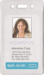 ADVANTUS - Clip-On Badge Holder - Clear - USA Tool & Supply