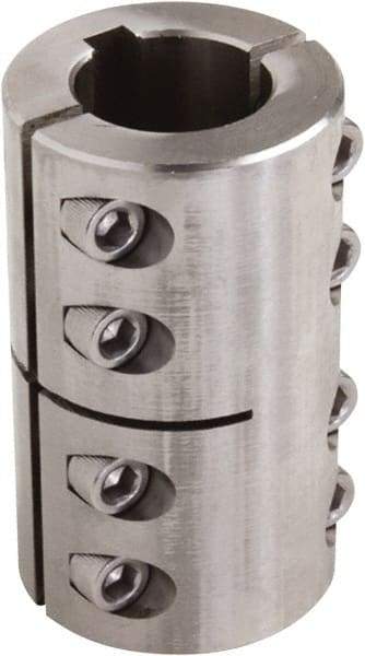 Climax Metal Products - 7/8" Inside x 1-5/8" Outside Diam, Two Piece Rigid Coupling with Keyway - 2-1/2" Long x 3/16" Keyway Width x 3/32" Keyway Depth - USA Tool & Supply