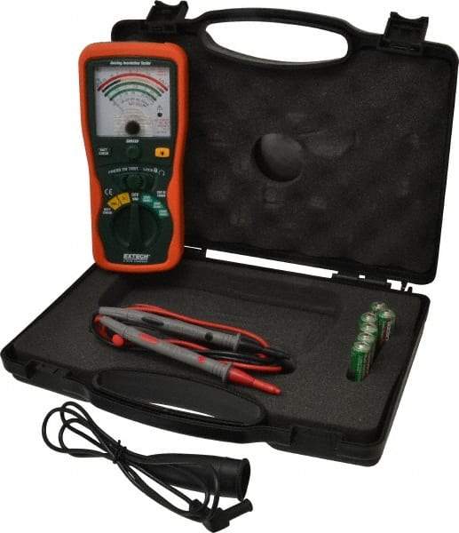 Extech - Analog Display, 400 Megohm Electrical Insulation Resistance Tester & Megohmmeter - 1,000 VDC Max Test Voltage, Powered by 1.5V AA Battery - USA Tool & Supply