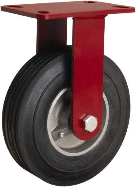 Hamilton - 8" Diam x 2" Wide, Rubber Rigid Caster - 500 Lb Capacity, Top Plate Mount, 4-1/2" x 6-1/2" Plate, Straight Roller Bearing - USA Tool & Supply