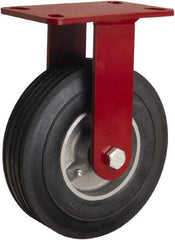 Hamilton - 8" Diam x 2" Wide, Rubber Rigid Caster - 500 Lb Capacity, Top Plate Mount, 4-1/2" x 6-1/2" Plate, Straight Roller Bearing - USA Tool & Supply