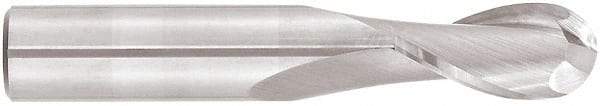 Niagara Cutter - 3/8" Diam, 1" LOC, 2 Flute Solid Carbide Ball End Mill - TiAlN Finish, Single End, 3" OAL, 3/8" Shank Diam, Spiral Flute - USA Tool & Supply