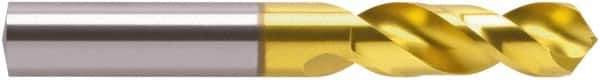 Guhring - #59 118° Spiral Flute Cobalt Screw Machine Drill Bit - TiN Finish, Right Hand Cut, Four Facet, Split Point, Straight Shank - USA Tool & Supply
