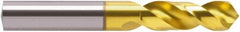Guhring - 1.1mm 118° Spiral Flute Cobalt Screw Machine Drill Bit - TiN Finish, Right Hand Cut, 7mm Flute Length, 28mm OAL, Four Facet, Split Point, Straight Shank - USA Tool & Supply