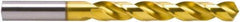 Guhring - 7.6mm 118° Cobalt Jobber Drill - TiN Finish, Right Hand Cut, Spiral Flute, Straight Shank, 117mm OAL, Four Facet, Split Point - USA Tool & Supply
